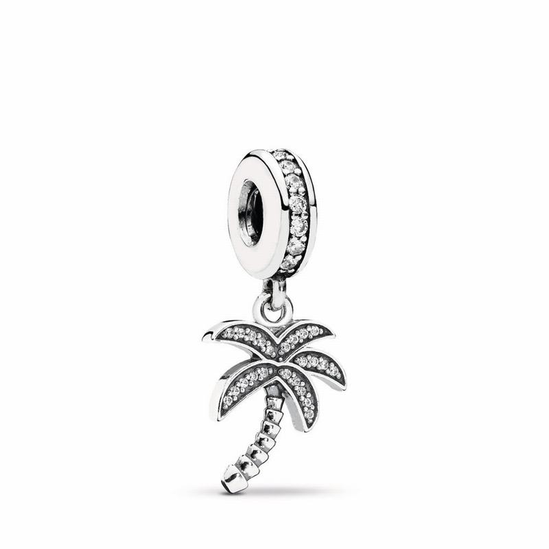 Pandora Sparkling Palm Tree Dangle Charm - Sterling Silver/Cubic Zirconia - Canada | GC9921ER